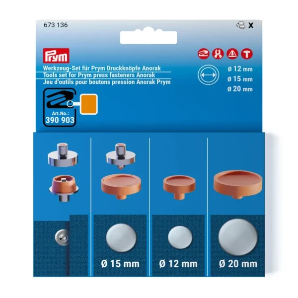 Werkzeug-Set für Prym Druckknöpfe Jersey, 12, 15 & 20 mm