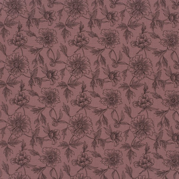 Musselin Bedruck, Mauve Blumen