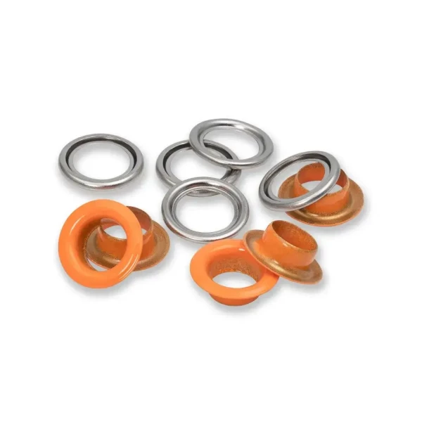 Ösen mit Scheiben, 11mm, Orange/Silber