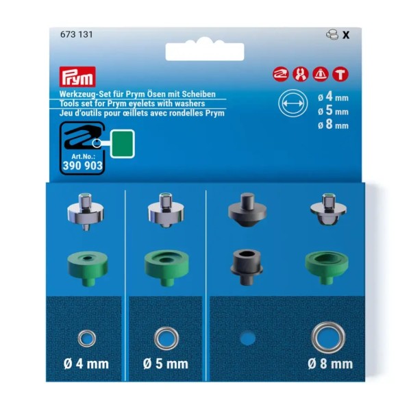 Werkzeug-Set für Prym Ösen mit Scheiben, 4, 5 und 8 mm